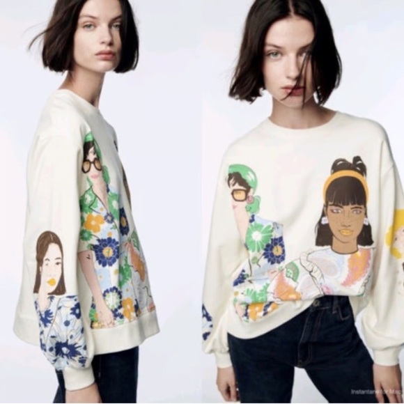 Zara Tops - Zara Girl Print Graphic Sweatshirt S